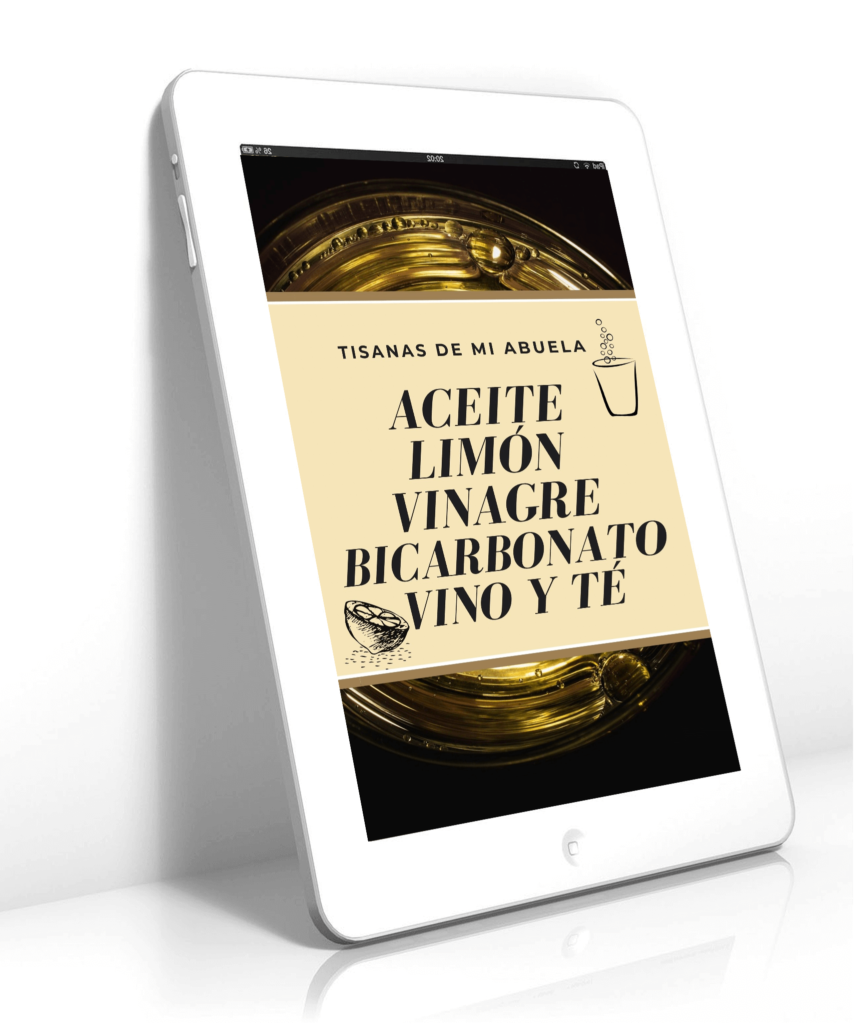 Aceite, limón, vinagre, bicarbonato, vino y té